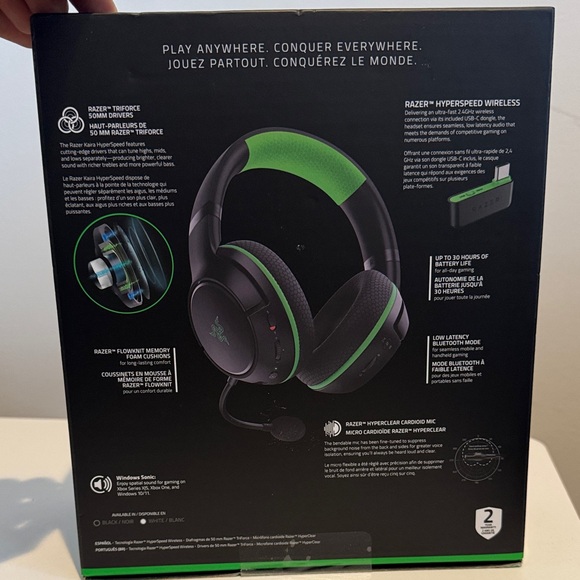 NIB RAZER KAIRA HYPERSPEED wireless multi platform gaming headset black and neon - Picture 12 of 14